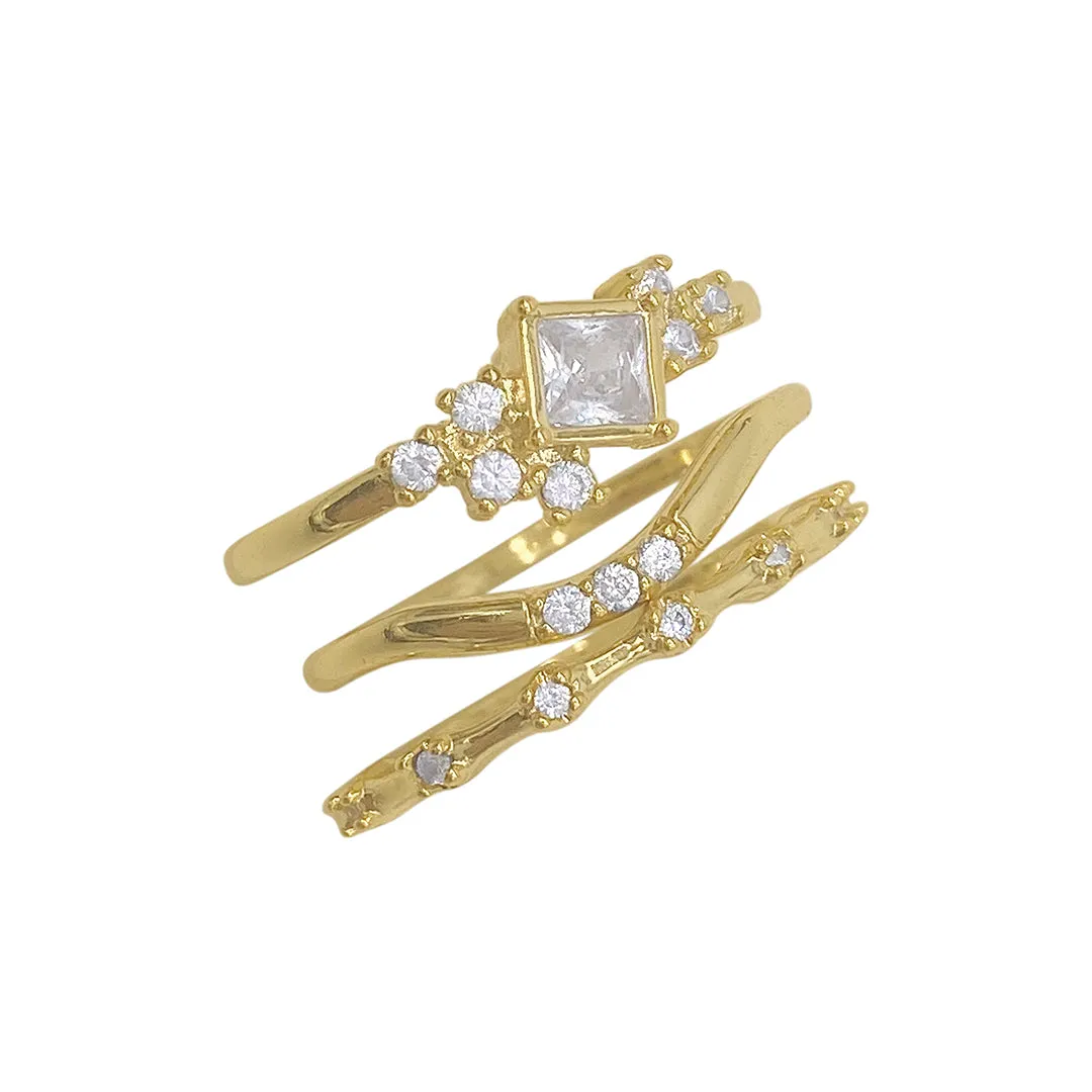 Cluster Crystal Ring Set gold