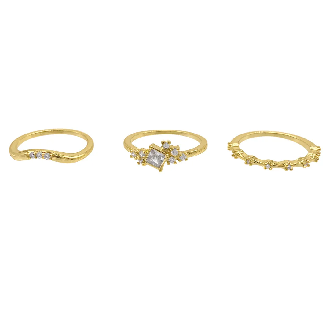 Cluster Crystal Ring Set gold