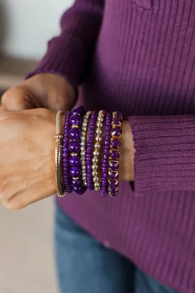 Crushing On You Stackable Bracelet Set- Purple