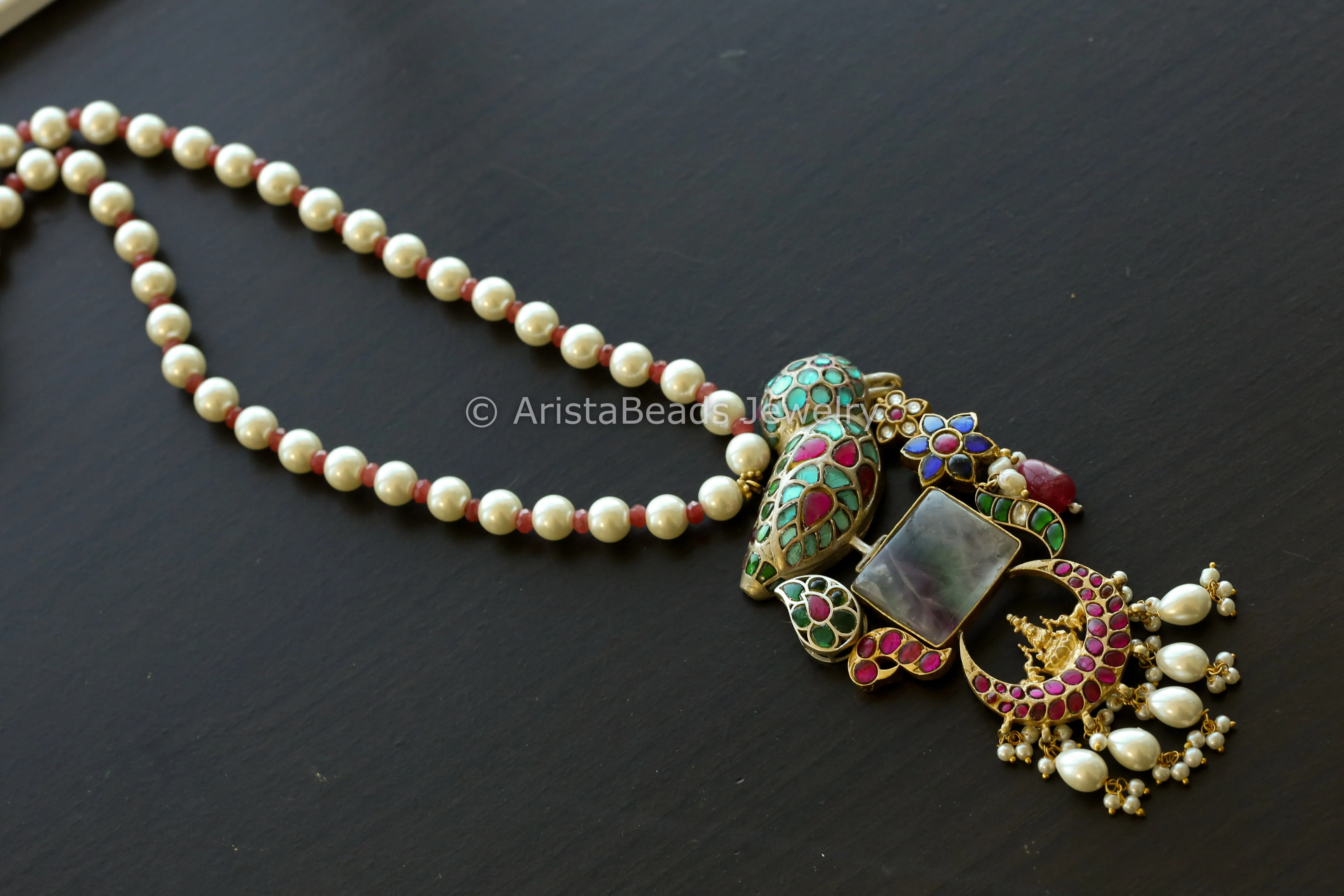 Designer Jadau Kundan Fusion Necklace - Fluorite