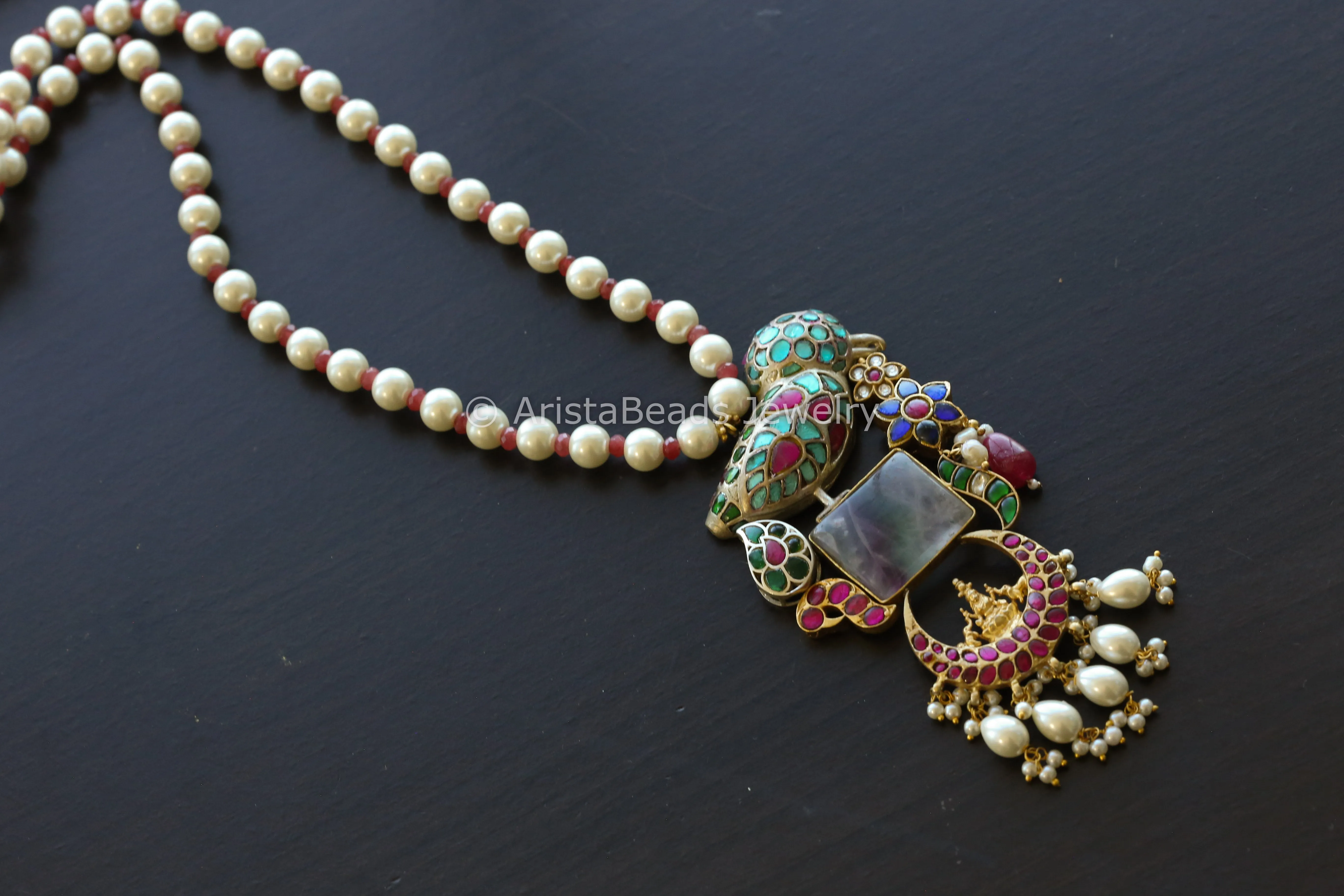 Designer Jadau Kundan Fusion Necklace - Fluorite