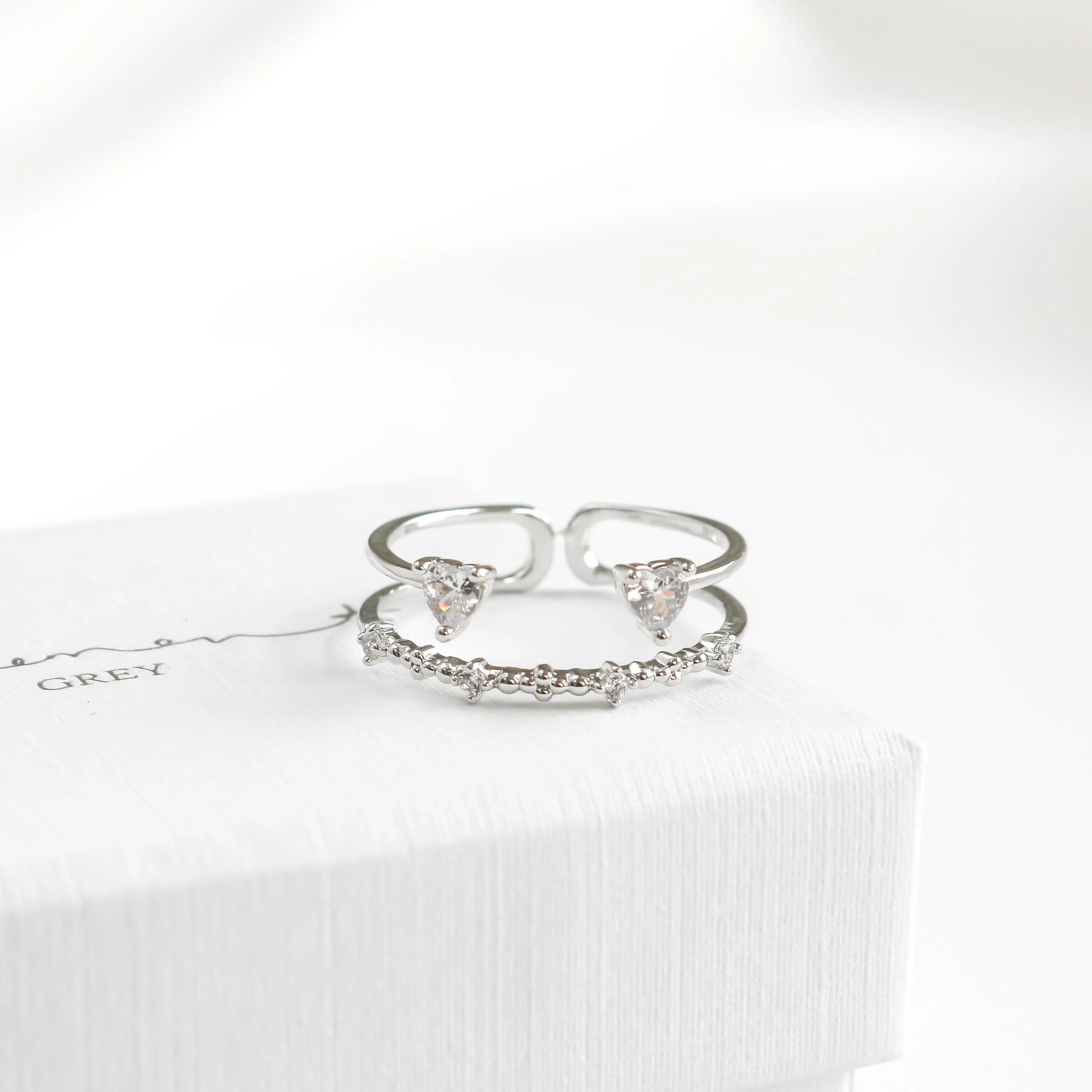 Double Heart Crystal Ring