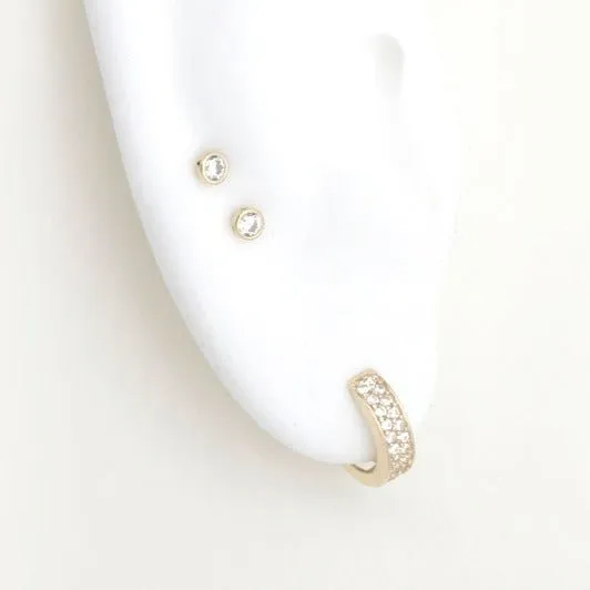 Double Row Pavé Huggie Earring