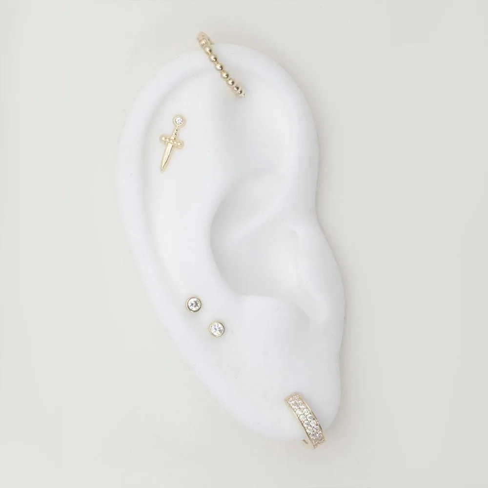 Double Row Pavé Huggie Earring