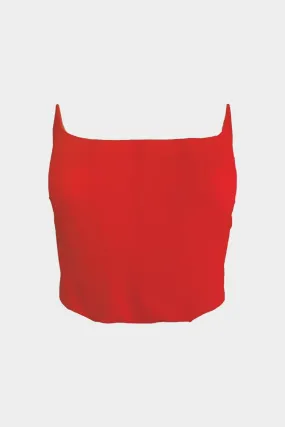 Double Twisted Light Wool Bustier Top in Red