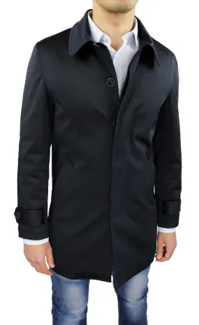 ELEGANTE GIUBBOTTO UOMO NERO SARTORIALE GIACCA SOPRABITO TRENCH INVERNALE