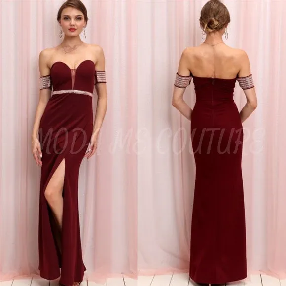 Elle Elegant Dress Burgundy