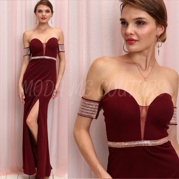 Elle Elegant Dress Burgundy