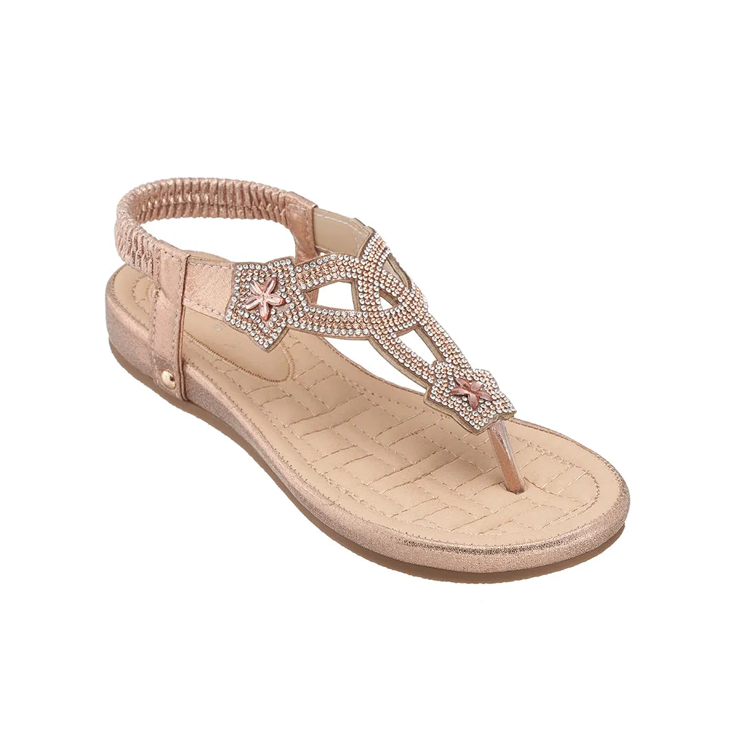 Eva Rose Gold Flat Sandals