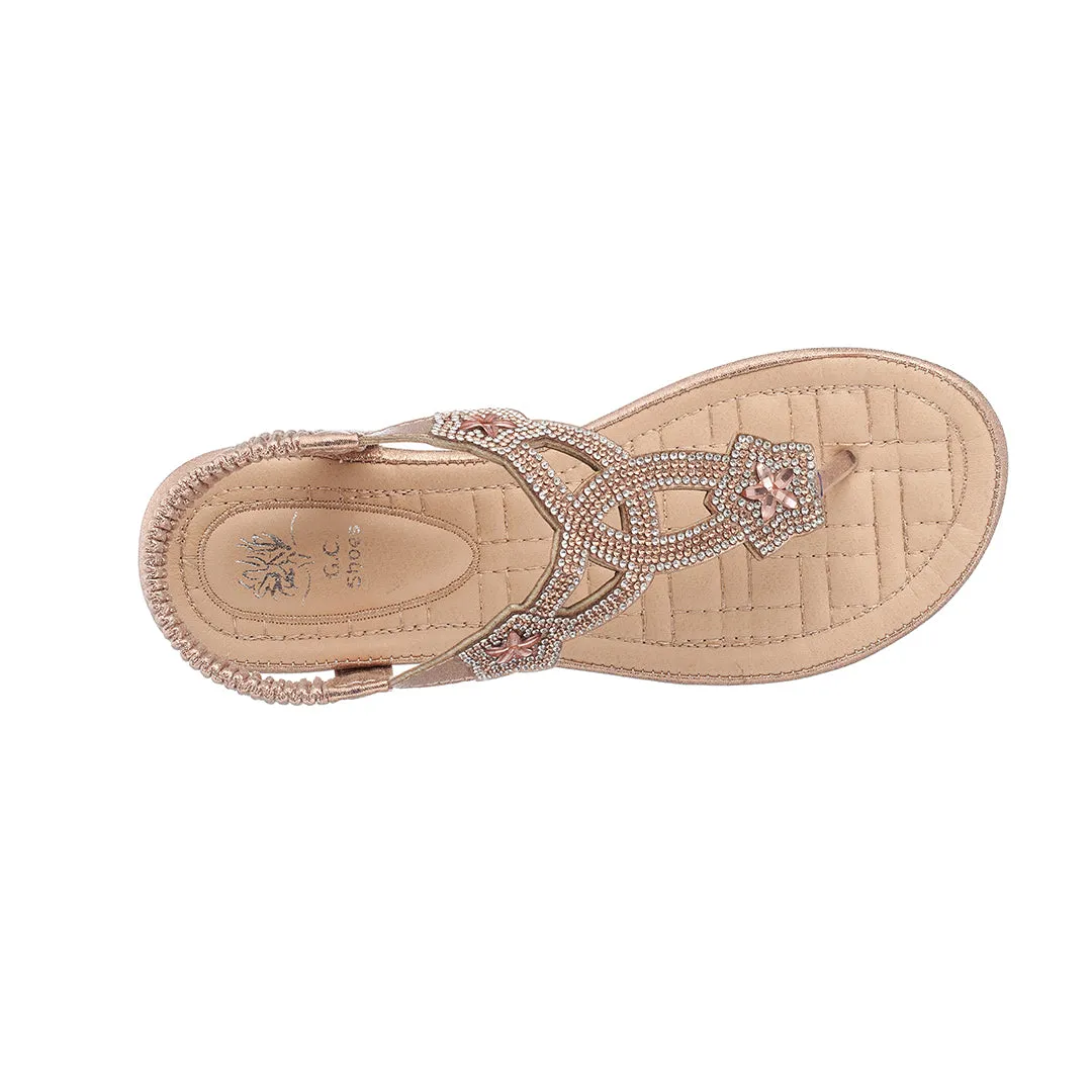 Eva Rose Gold Flat Sandals