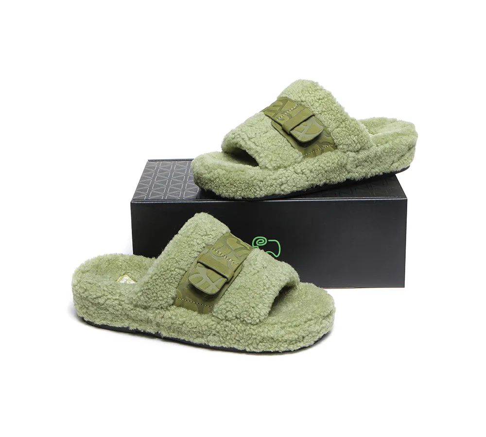 EVERAU Curly Sheepskin Wool Slides Women Croft