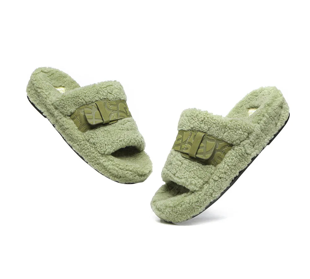 EVERAU Curly Sheepskin Wool Slides Women Croft