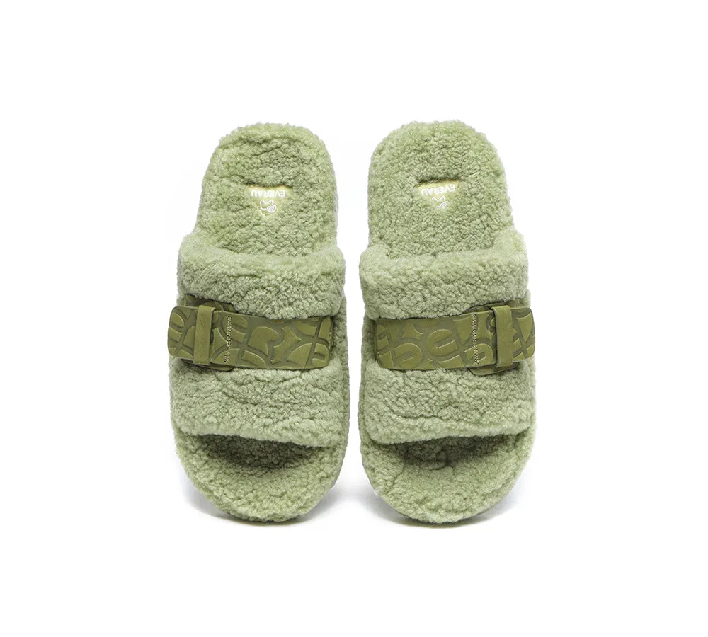 EVERAU Curly Sheepskin Wool Slides Women Croft