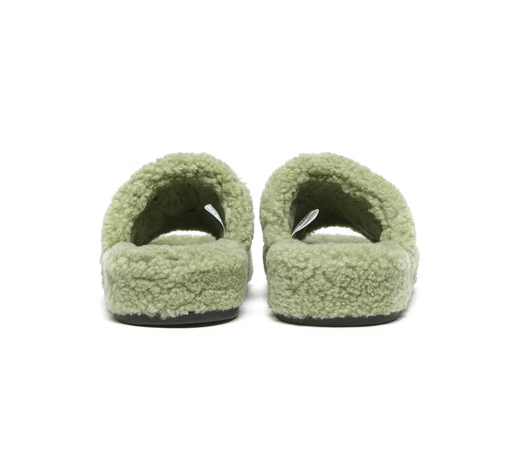 EVERAU Curly Sheepskin Wool Slides Women Croft