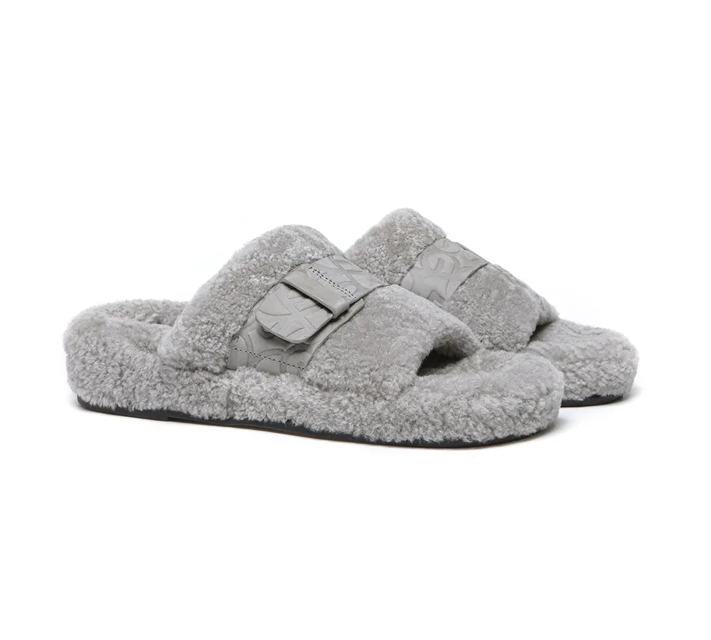 EVERAU Curly Sheepskin Wool Slides Women Croft