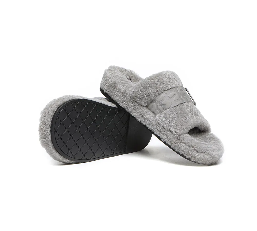 EVERAU Curly Sheepskin Wool Slides Women Croft