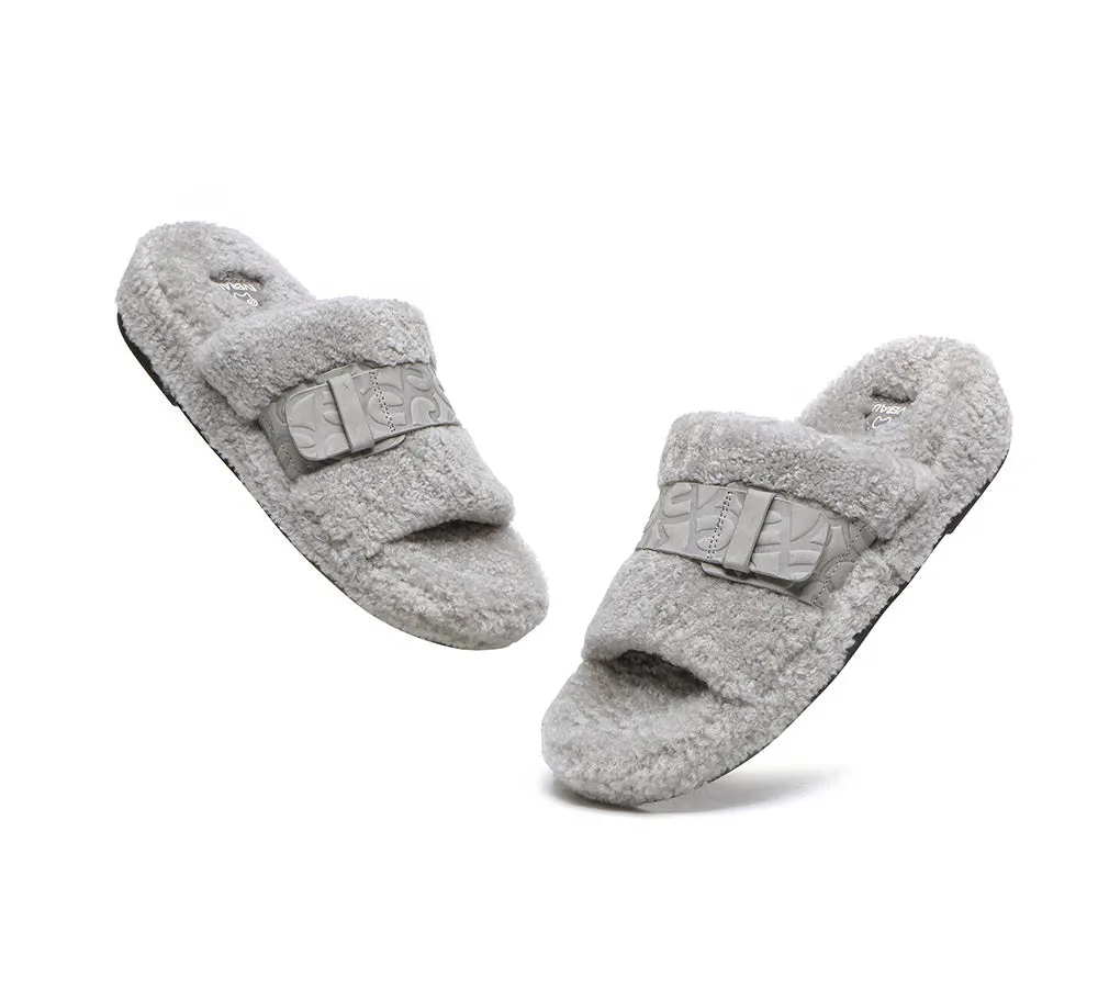 EVERAU Curly Sheepskin Wool Slides Women Croft