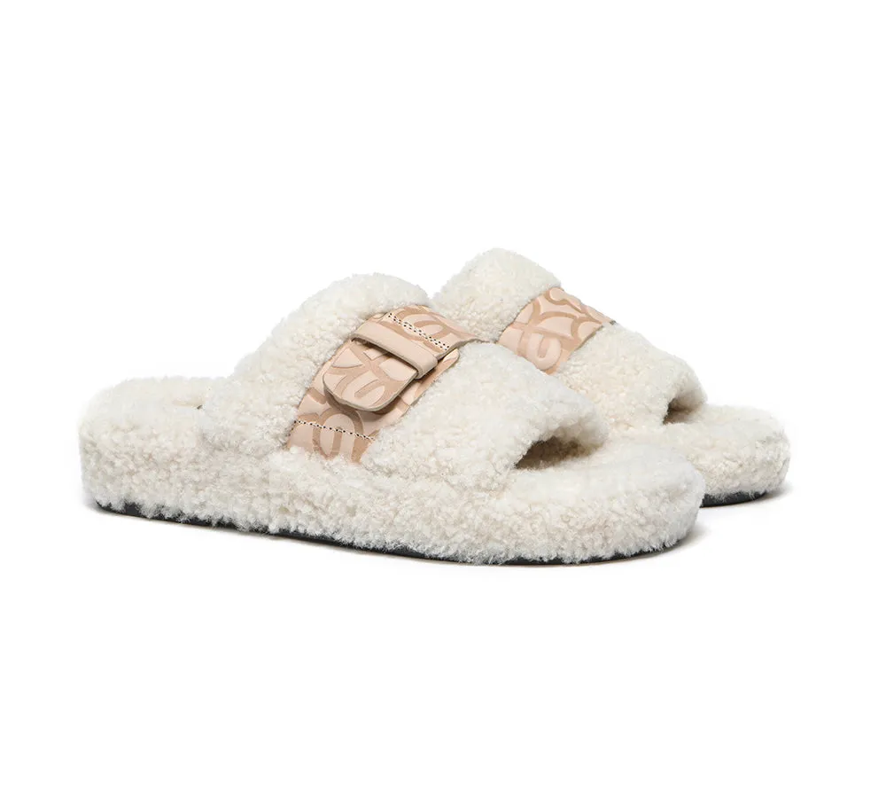 EVERAU Curly Sheepskin Wool Slides Women Croft