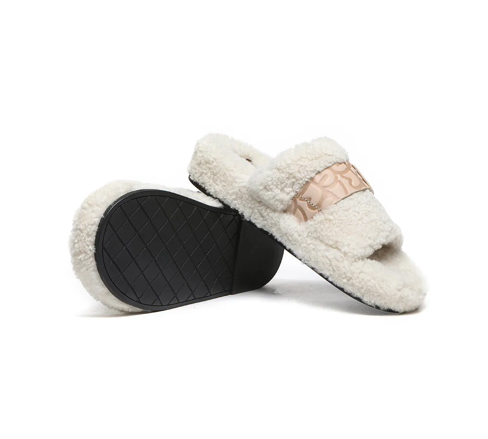 EVERAU Curly Sheepskin Wool Slides Women Croft