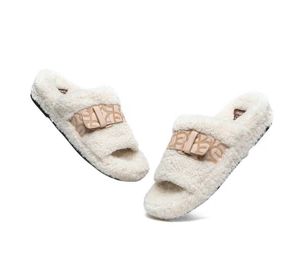 EVERAU Curly Sheepskin Wool Slides Women Croft