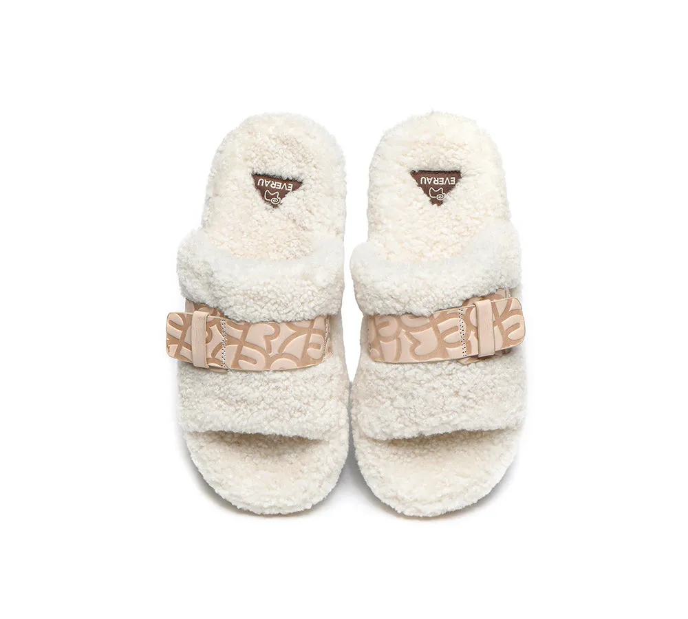 EVERAU Curly Sheepskin Wool Slides Women Croft