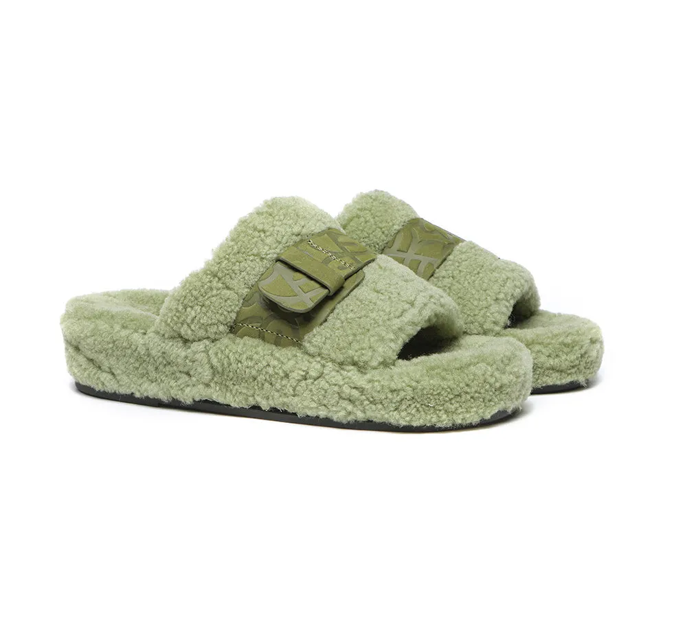 EVERAU Curly Sheepskin Wool Slides Women Croft