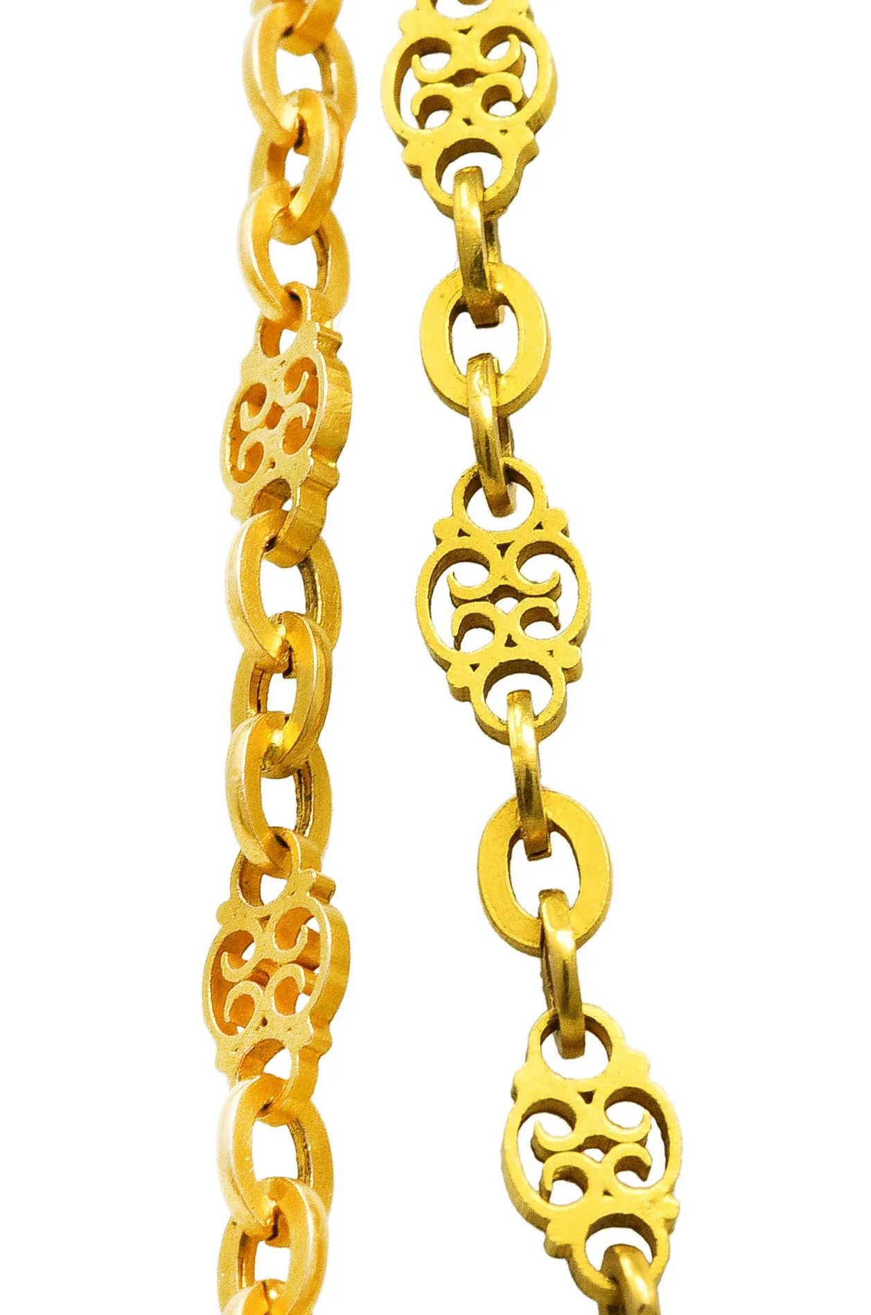 French Victorian 18 Karat Yellow Gold 59 Inch Long Antique Chain Necklace