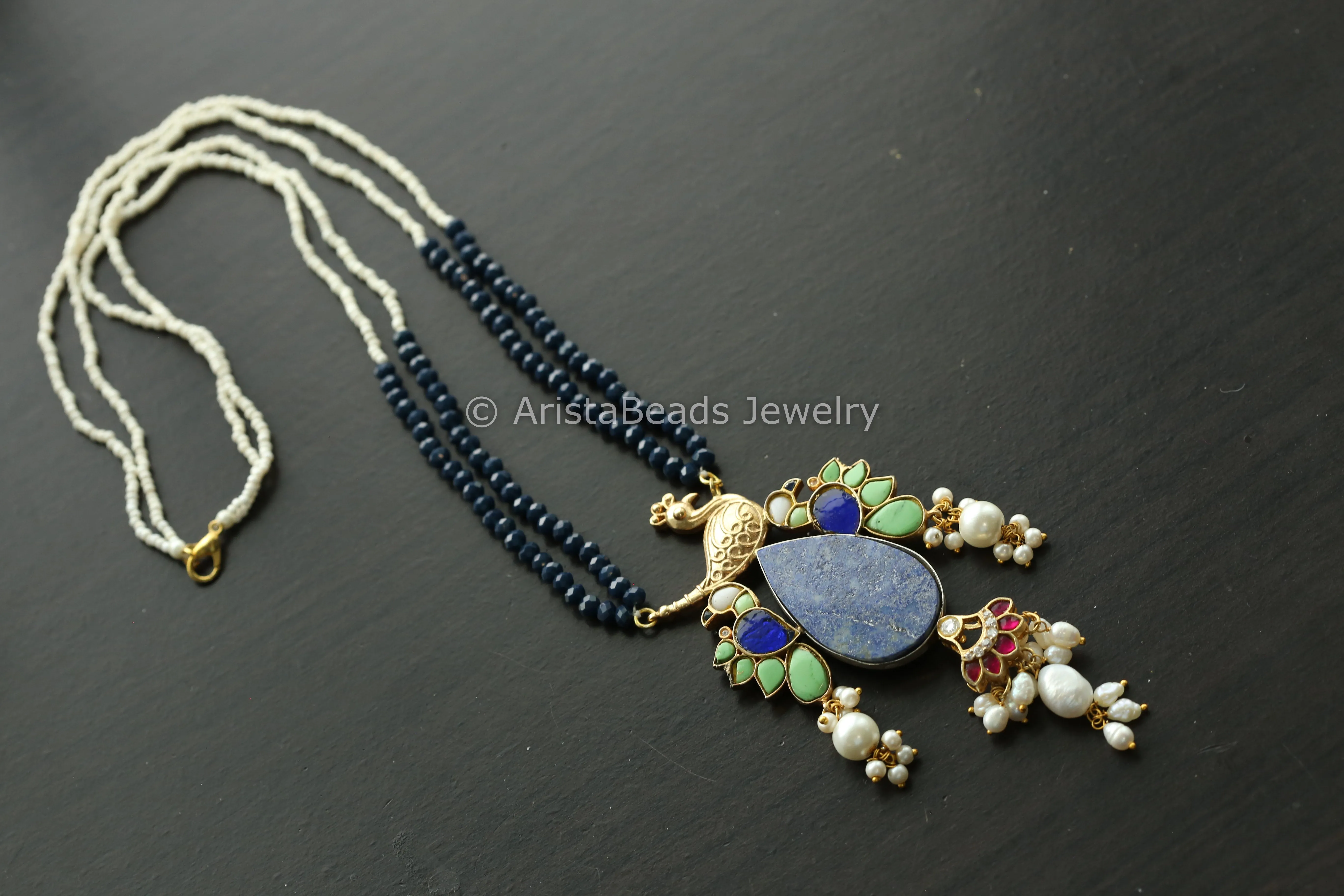 Fusion Jadau Kundan Work Necklace - Lapis