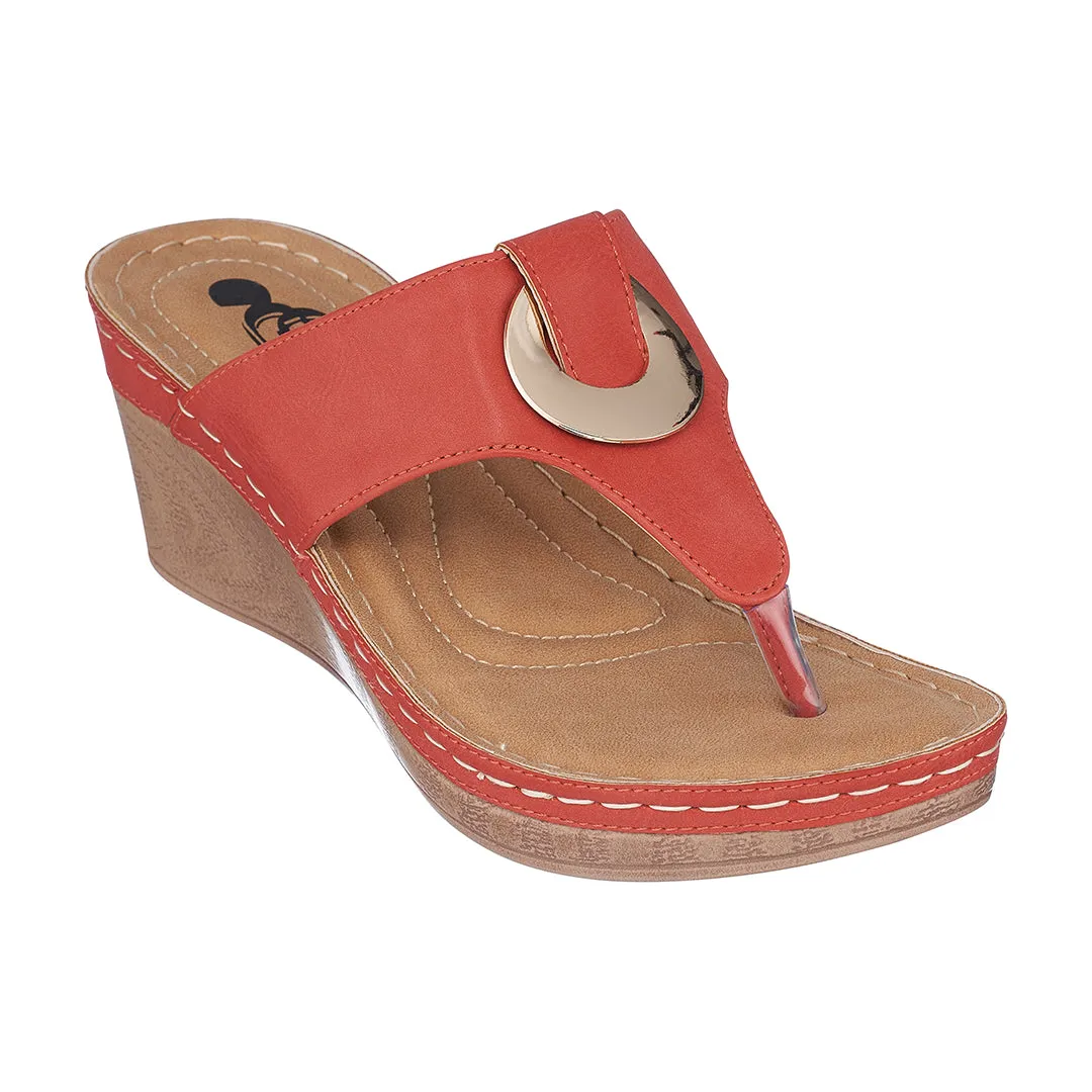 Genelle Coral Wedge Sandals