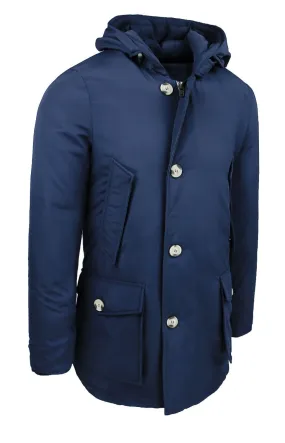 GIACCONE UOMO PARKA BLU GIUBBOTTO TRENCH IMPERMEABILE INVERNALE