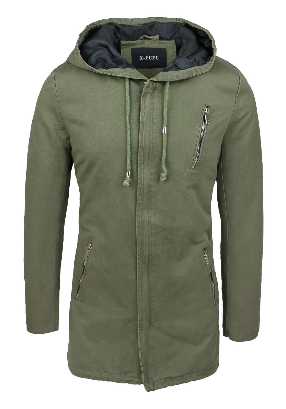 GIUBBOTTO PARKA UOMO VERDE MILITARE CASUAL GIACCA TRENCH GIUBBINO IN COTONE