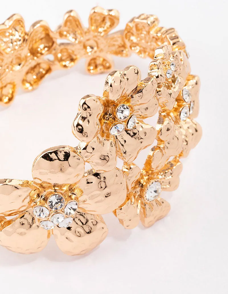 Gold Large Floral Bracelet