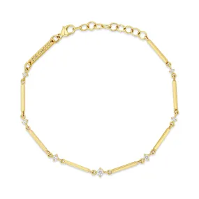 Gold Square Bar Bracelet with Graduated Diamonds