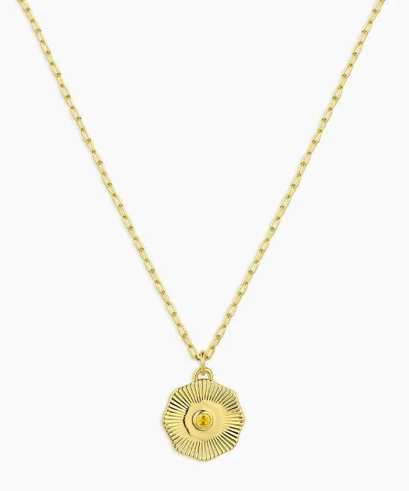 Gorjana Birthstone Coin Necklace - Citrine/Gold