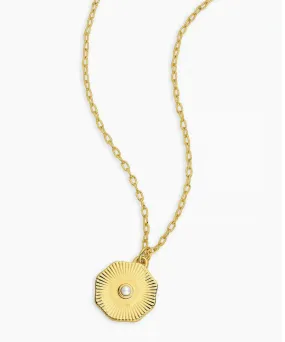 Gorjana Birthstone Coin Necklace - Pearl/Gold