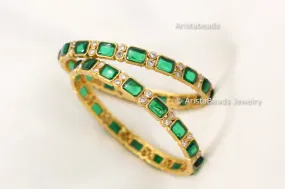 Green Kemp Stone Bangles (2.6)