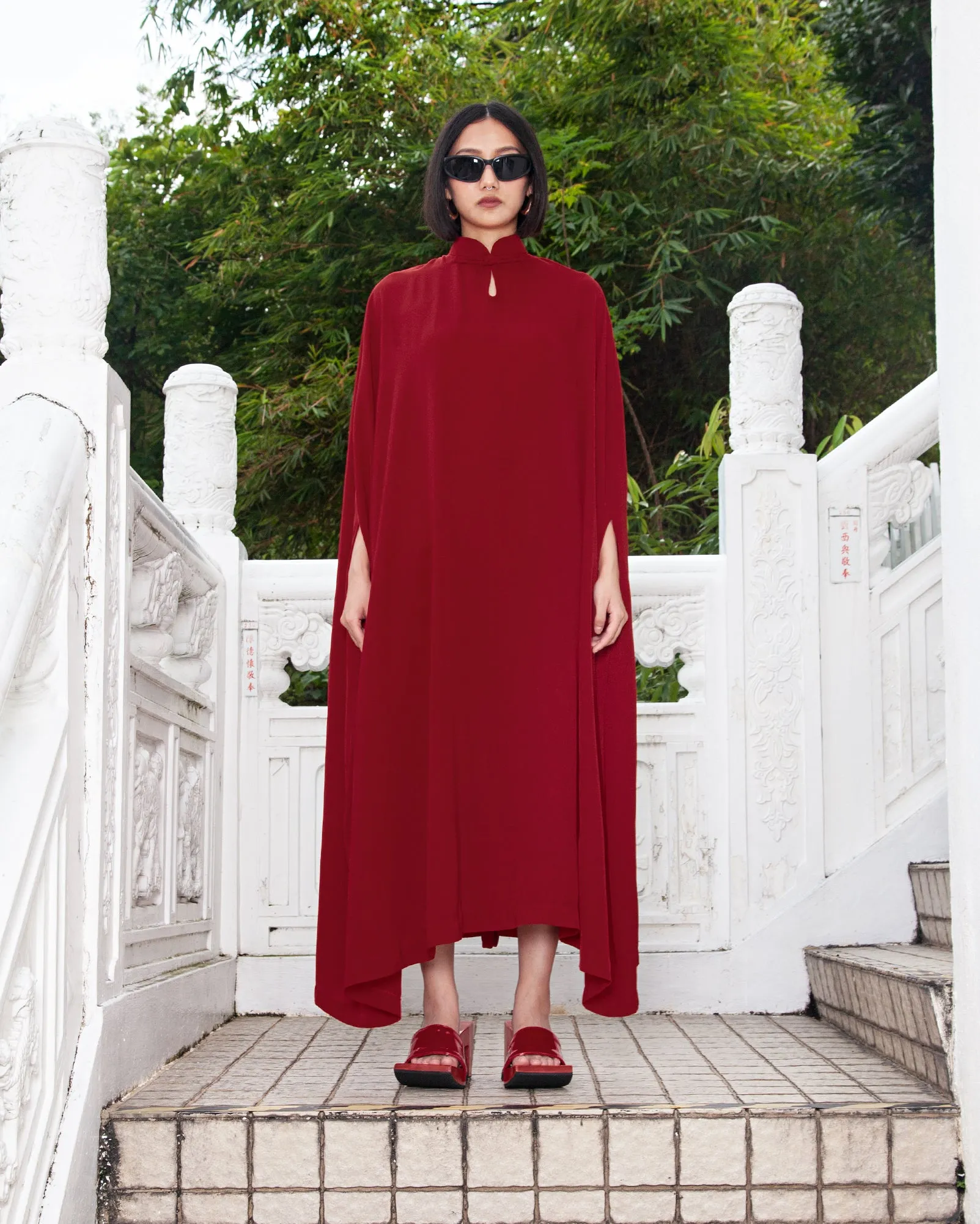 Hanfu Cape Dress (Maroon)