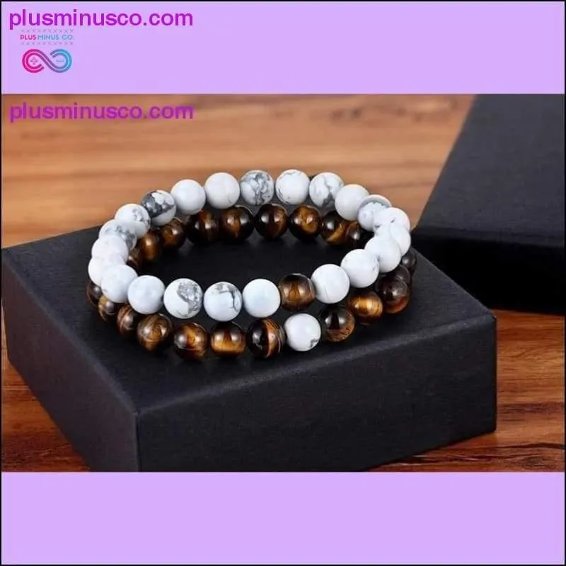 Hot 2pcs/set 7 Style Couples Distance Bracelet Natural Stone