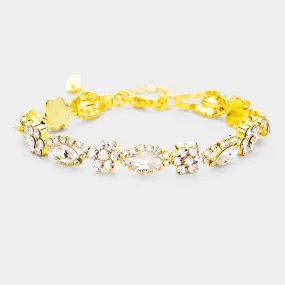 iLLASPARKZ Crystal Rhinestone Marquise Flower Pave Evening Bracelet