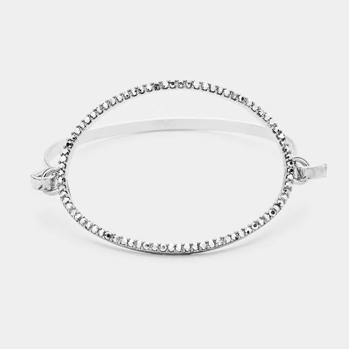 iLLASPARKZ Crystal Rhinestone Pave Oval Hoop Hook Bracelet