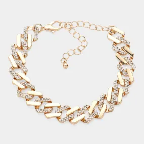 iLLASPARKZ Gold Dipped Chunky Rhinestone Paved Chain Bracelet