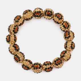 iLLASPARKZ Leopard Patterned Rhinestone Pave Ball Stretch Bracelet