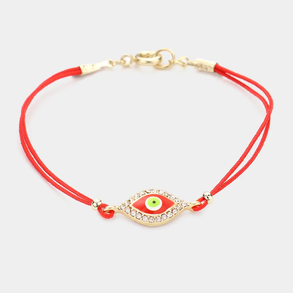 iLLASPARKZ Rhinestone Trim Evil Eye Charm Bracelet