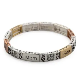 Inspirational Bracelet Stretch Mom and Son Three Tone