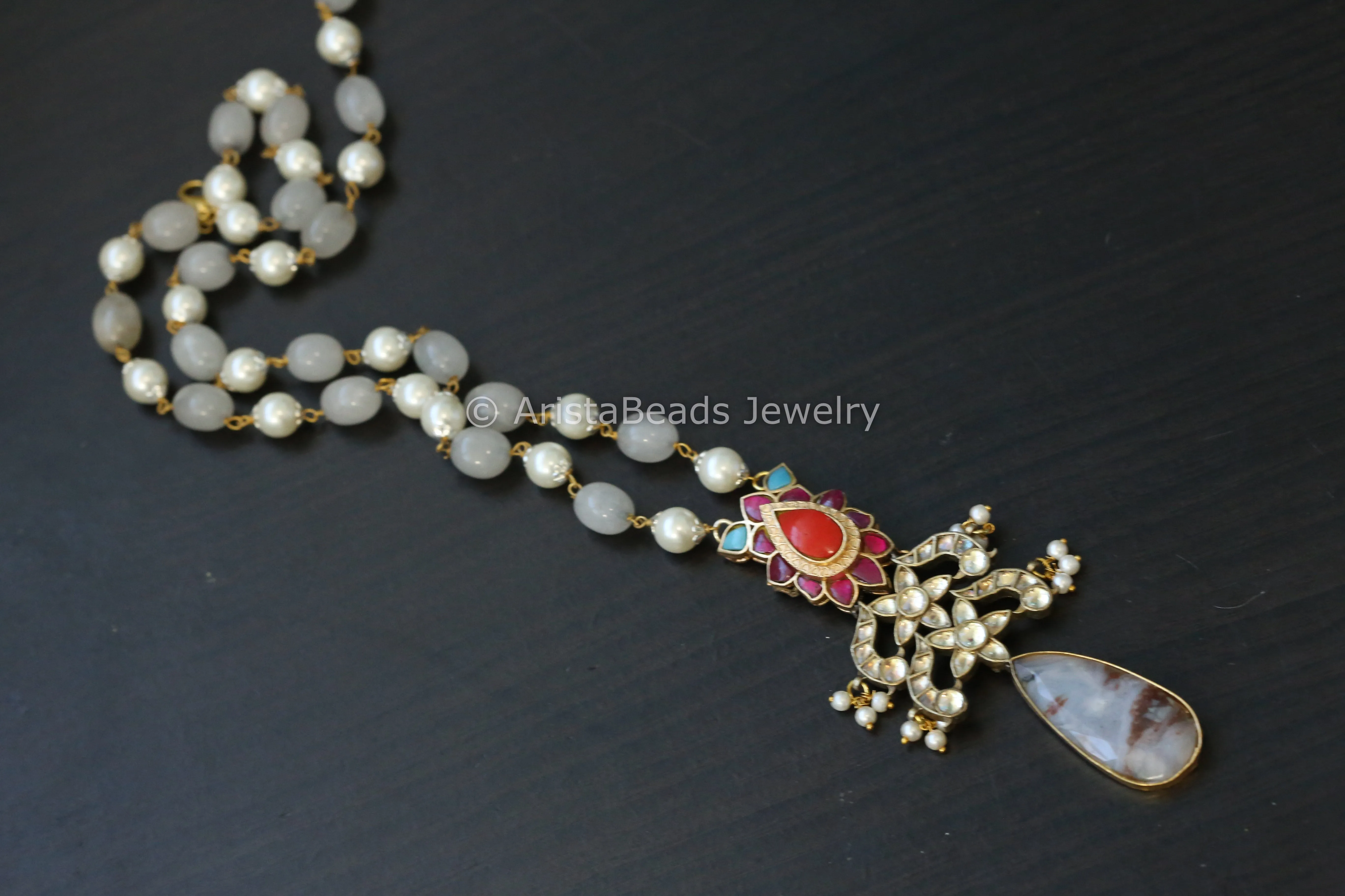 Jadau Kundan Fusion Necklace - Agate