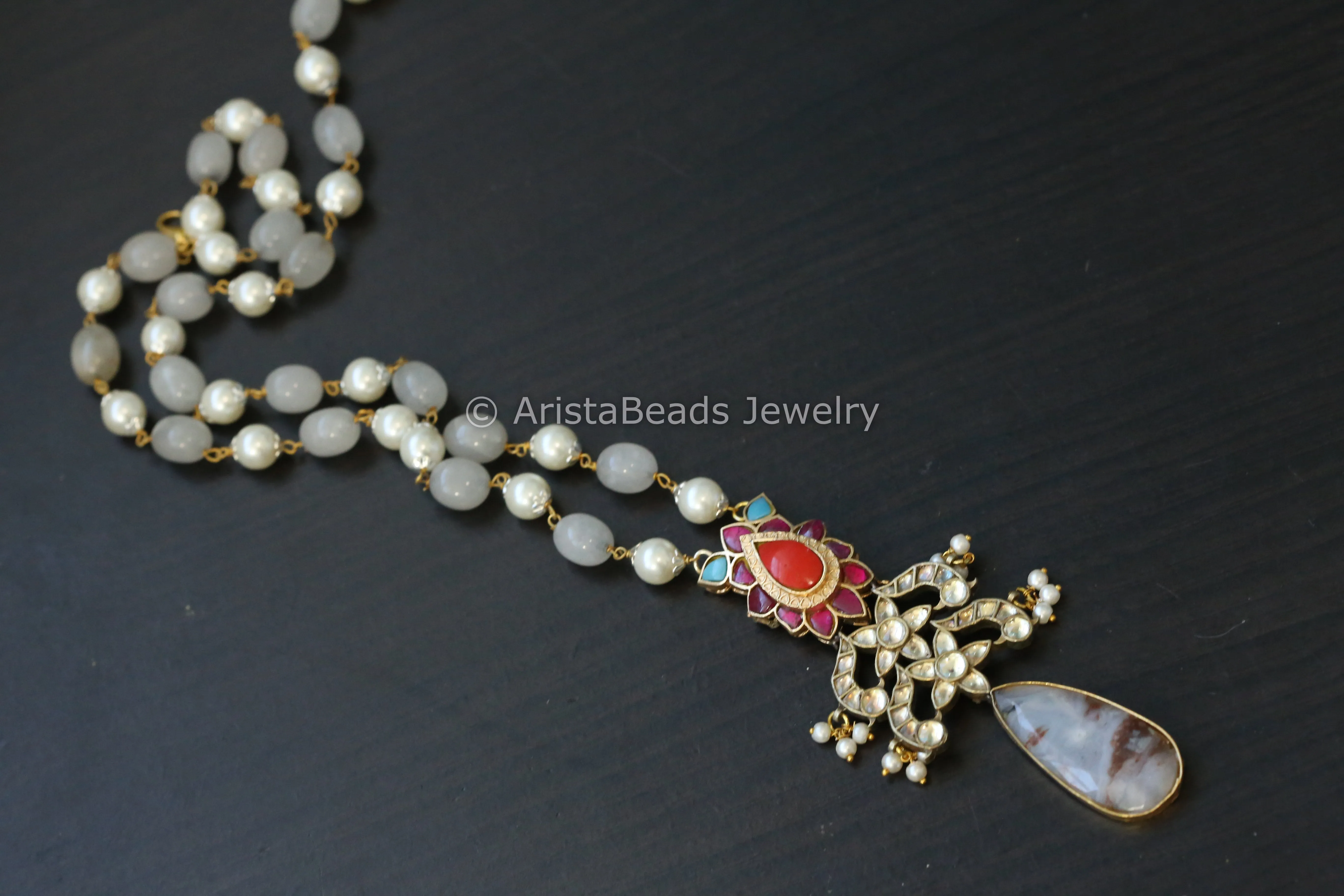 Jadau Kundan Fusion Necklace - Agate