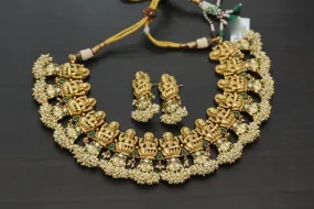 Kemp Antique Gold Lakshmi Necklace Set