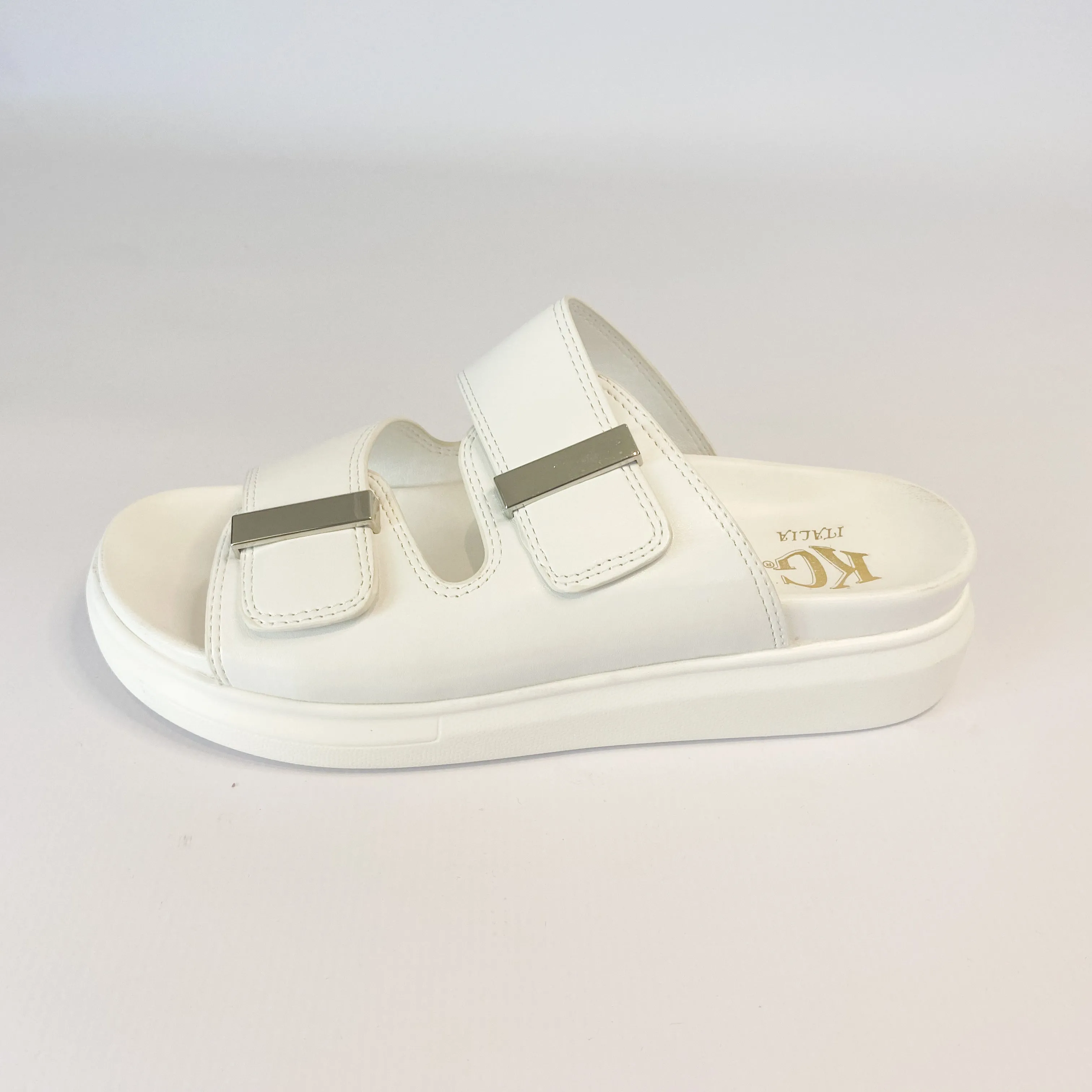 KG white double strap sandal