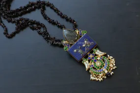 Lapis & Labradorite Designer Jadau Necklace (Garnet Mala)