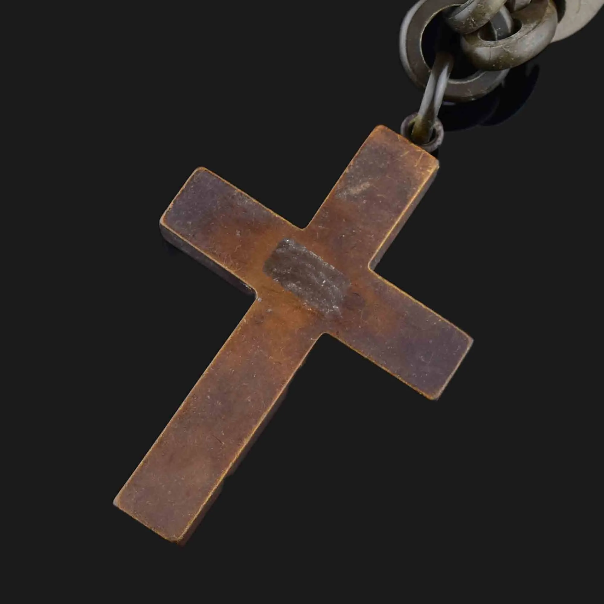 Large Victorian Gutta Percha Cross Pendant Necklace